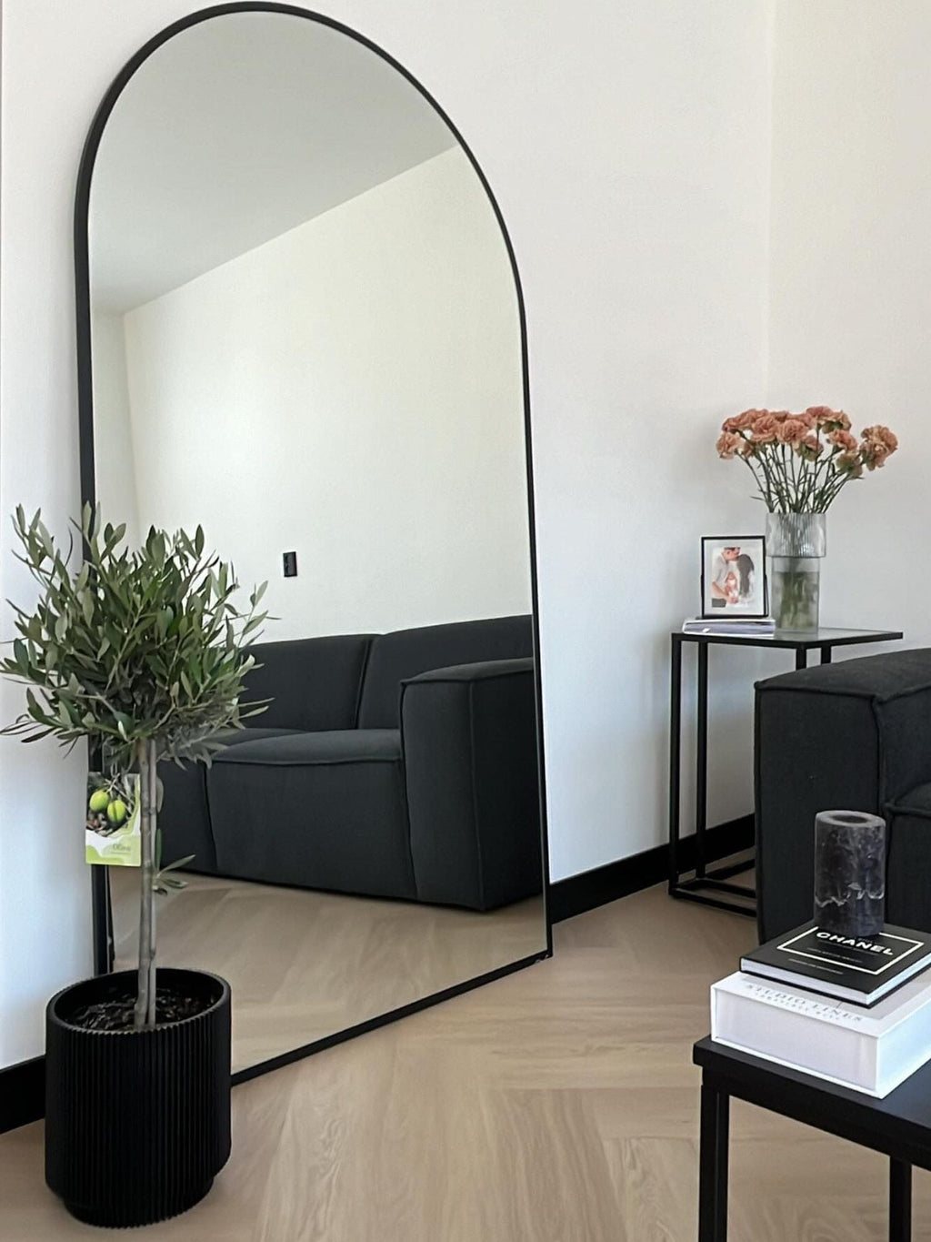 Large Standing Oval Mirror 180x100 Black