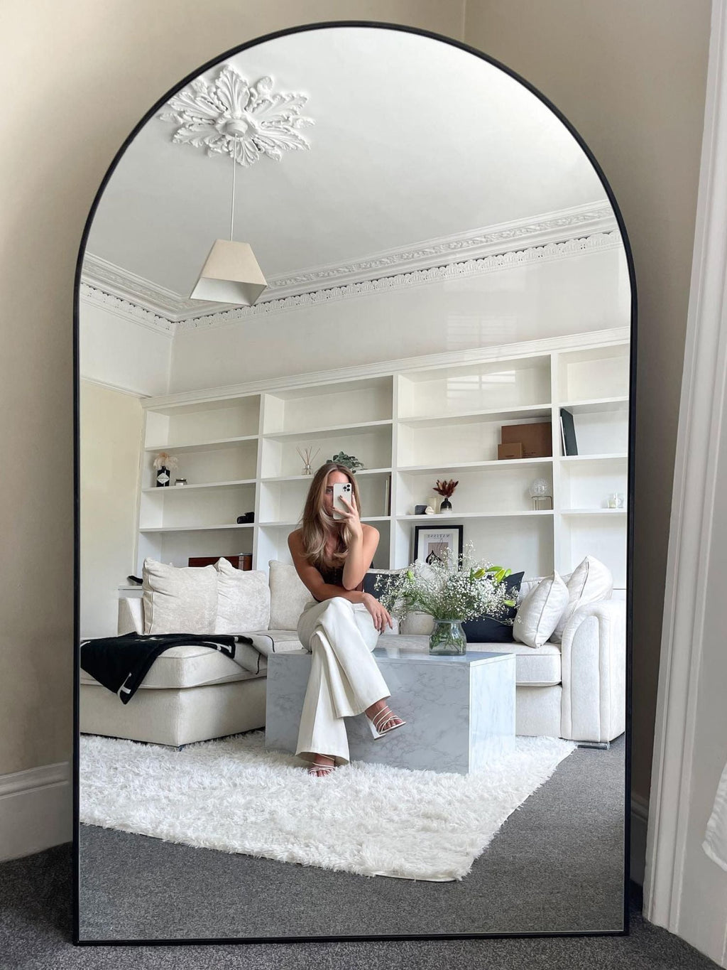 Large Standing Oval Mirror 180x100 Black