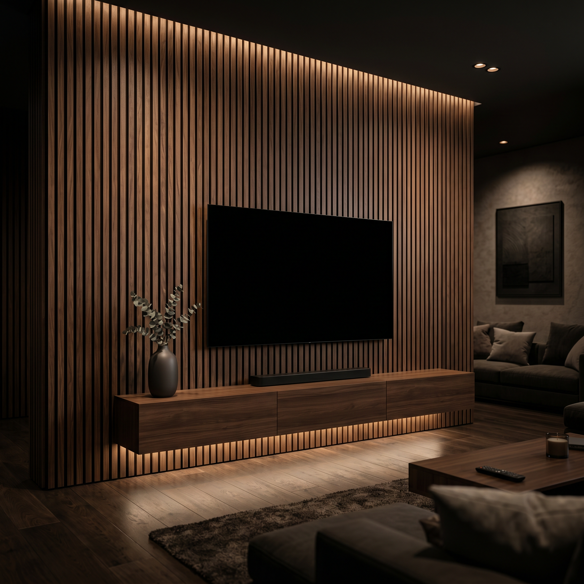 Brunello Prestige — Walnut Acoustic Wall Panel 270 × 110 cm