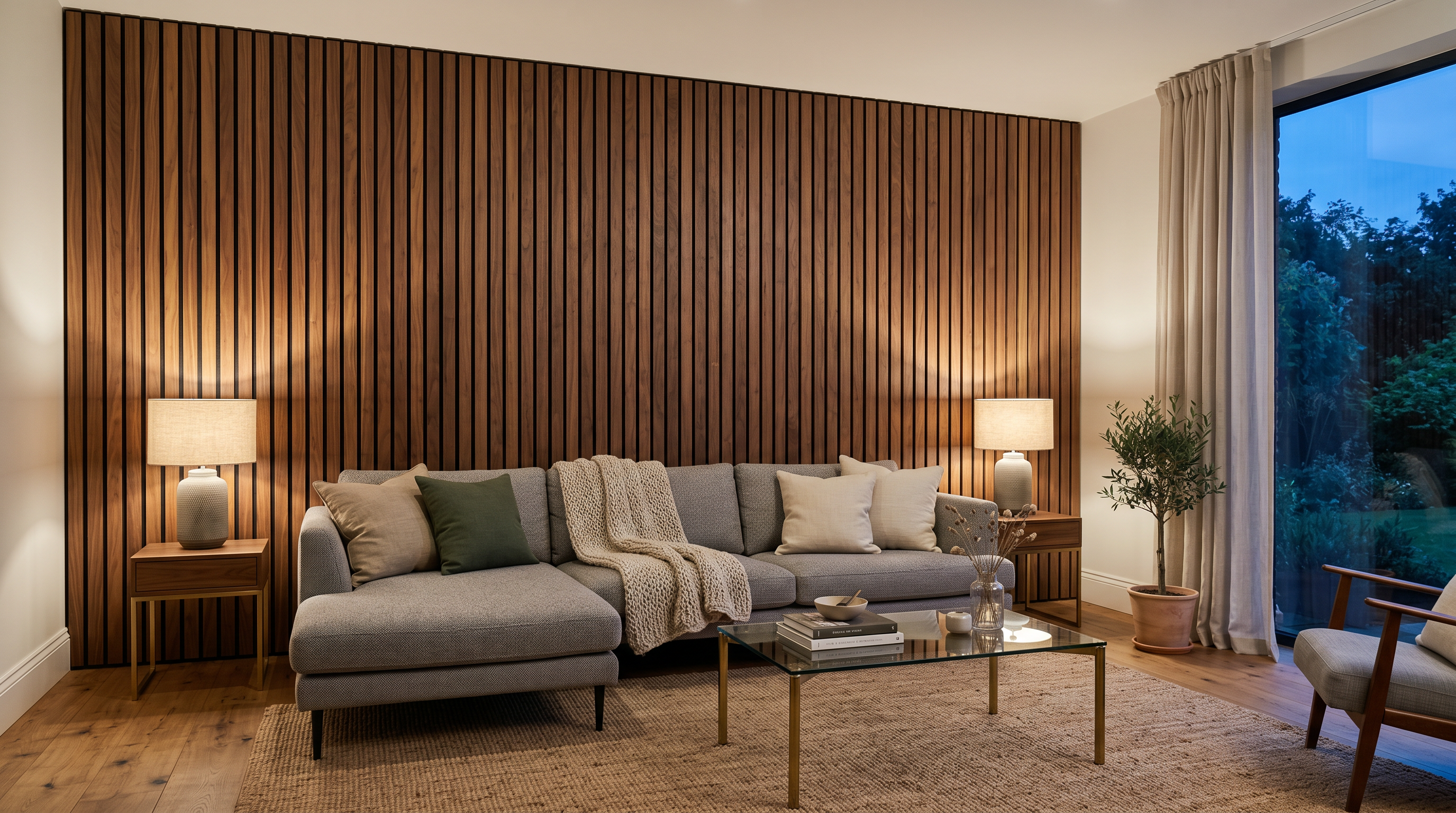 Brunello Prestige — Walnut Acoustic Wall Panel 270 × 110 cm